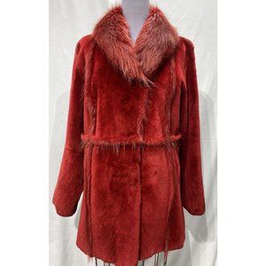 sheared beaver dyed stroller merlot w/ long hair beaver collar (42036)